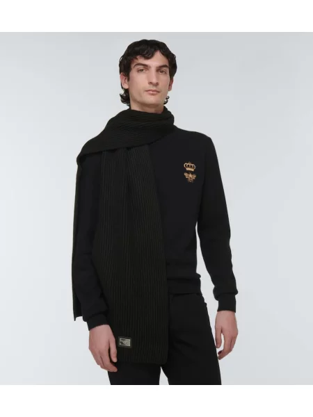 Szal Dolce&gabbana z kaszmiru z logo czarna