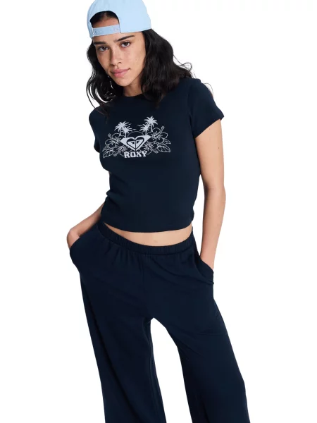 ROXY Tricou Beach Love gri deschis negru