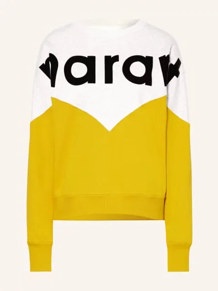 Marant Étoile Mikina Houston světle šedá/ tmavě žlutá bílá