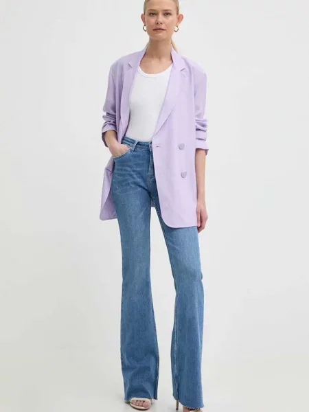 Піджак Armani Exchange двобортний однотонний фіолетовий