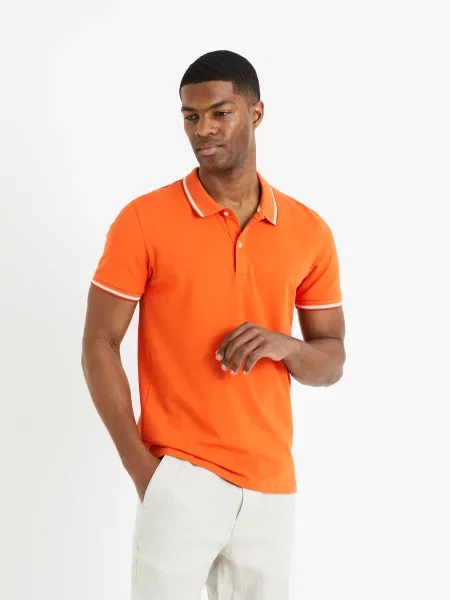 Koszulka polo Celio pomarańczowa
