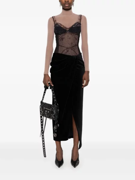 Кадифена миди пола Balenciaga черно