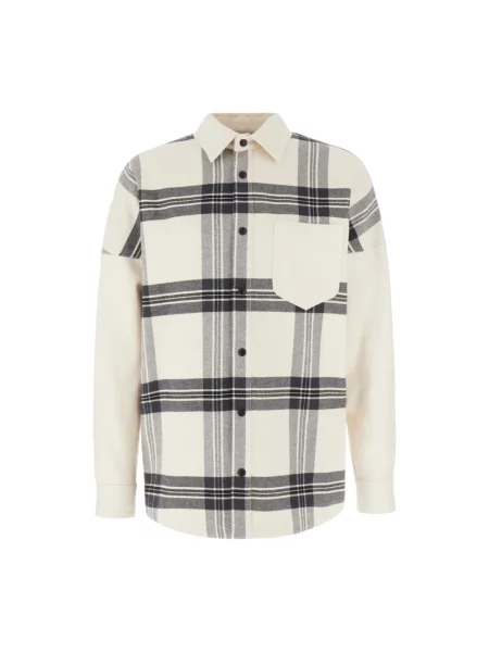Maksi koszula Palm Angels w kratkę flanelowa beżowa