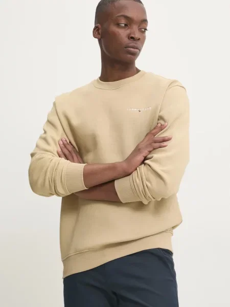 Dukserica Tommy Jeans za muškarce bez uzorka bež