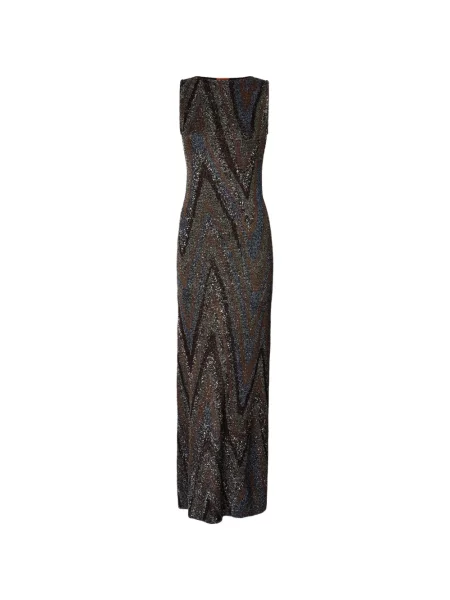 Rochie Missoni cu paiete tricotate maro