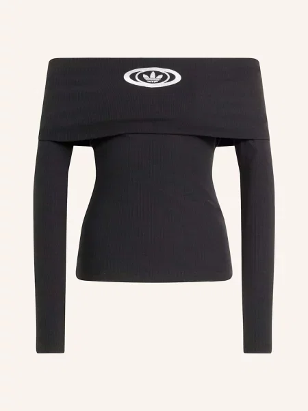 Top Adidas Originals z długim rękawem z odkrytymi ramionami czarny