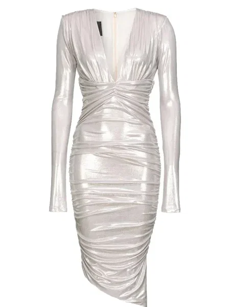 Rochie maxi Pinko cu mâneci lungi lungă alb