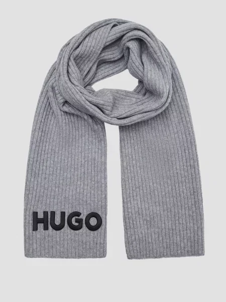 Шерстяной шарф Hugo серый