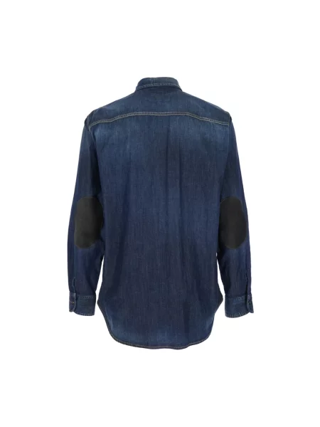 Koszula Dsquared2 z kołnierzem retro niebieska