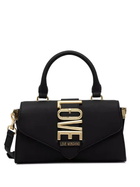Geantă shopper Love Moschino cu autograf negru