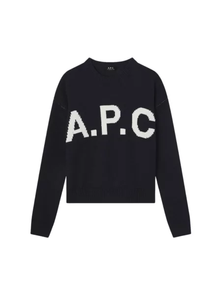 Sweter A.p.c. wełniany z logo niebieski