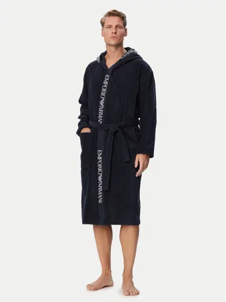 Emporio Armani Μπουρνούζι μακρύ σκούρο / λευκό μπλε
