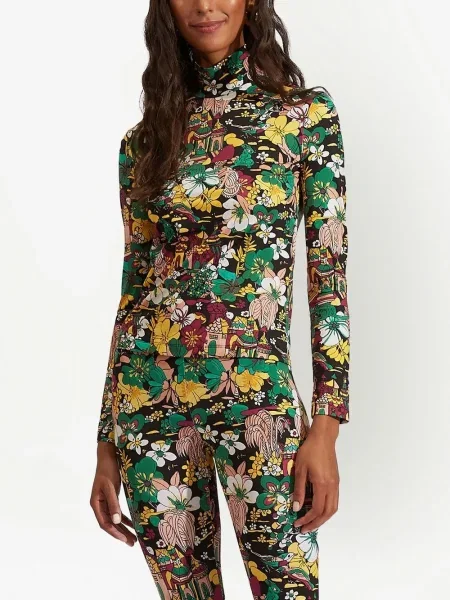 Heláncă La Doublej cu model floral cu imagine din jerseu negru