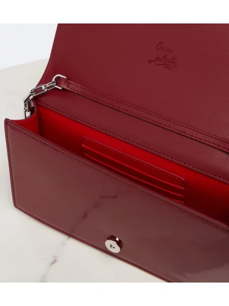 Kožená lakovaná listová kabelka Christian Louboutin červená