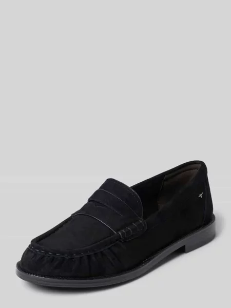 Loafersy z naturalnej skóry z skóry bydlęcej Tamaris czarne