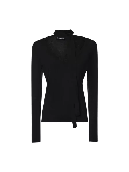 Sweter Pinko z dekoltem w serek czarny