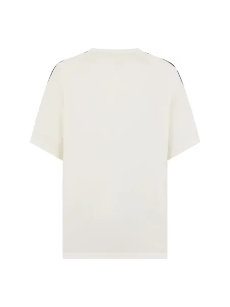 T-shirt z wełną Wire beżowy z aplikacją biała