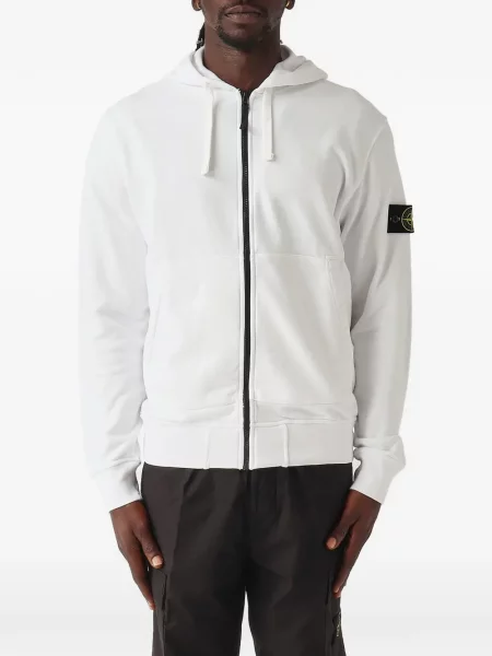 Fleece hoodie Stone Island με κουκούλα πέτρες λευκό