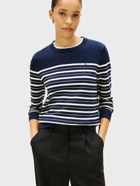 Смугастий светр Tommy Hilfiger з джерсі синій