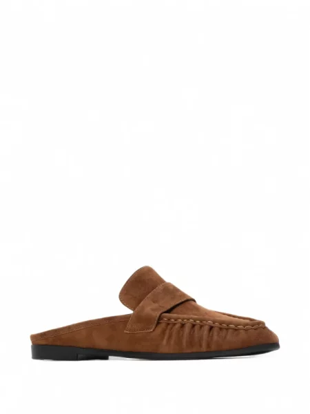 Papuci tip mules Black Suede Studio din piele de căprioară fără toc negru