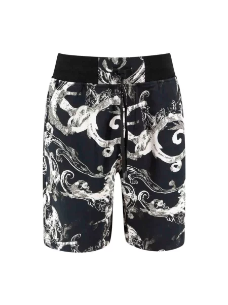 Szorty jeansowe Versace z nadrukiem czarne