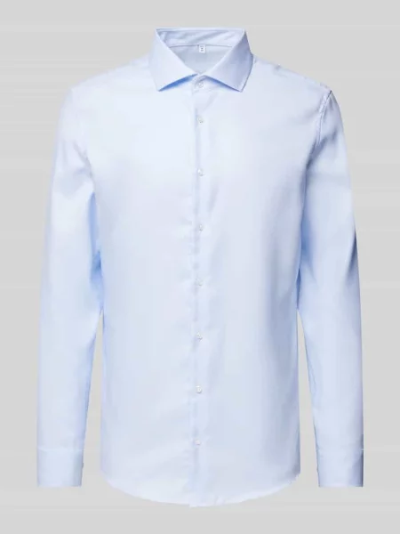 Koszula biznesowa o kroju slim fit z kołnierzykiem typu kent Seidensticker błękitna