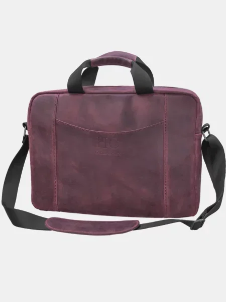 Кожаная сумка для ноутбука Famk бордовая