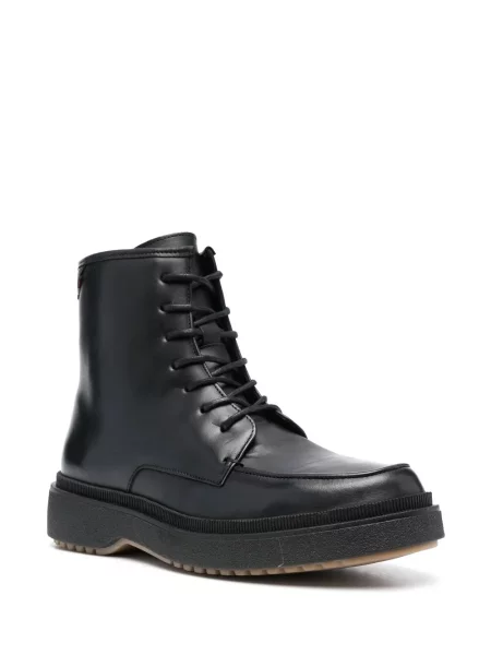 Cizme scurte Tommy Hilfiger cu șireturi din piele negru