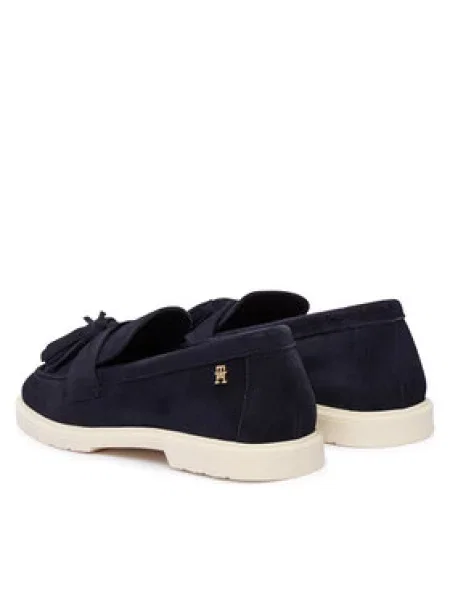 Tommy Hilfiger Mokasíny Light Suede Tassel Loafer Tmavomodrá