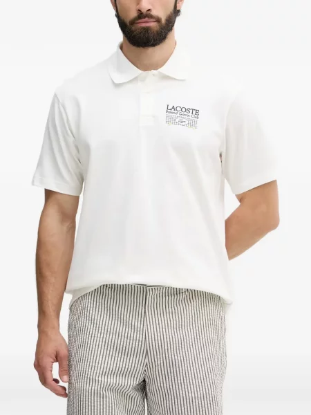 Tricou polo Lacoste cu imagine alb
