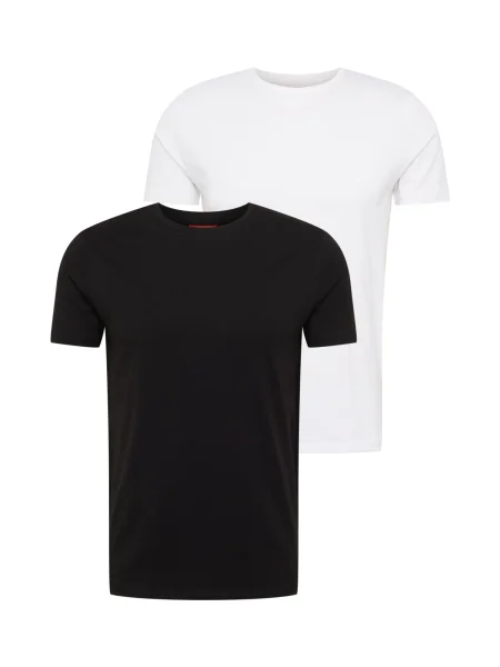HUGO Tricou Round / alb negru