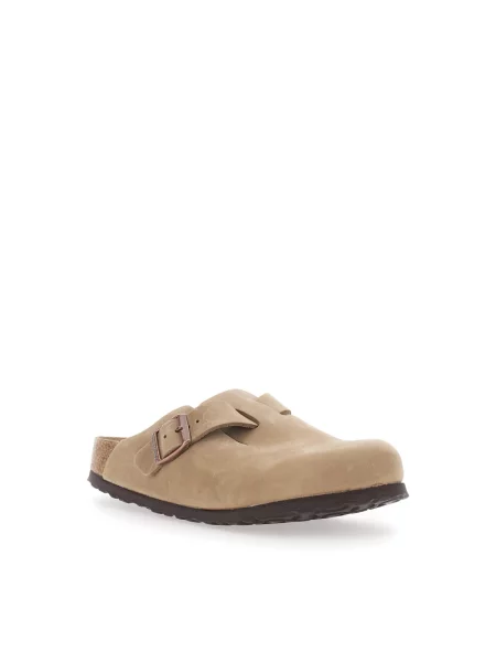 Klapki Birkenstock skórzane beżowe
