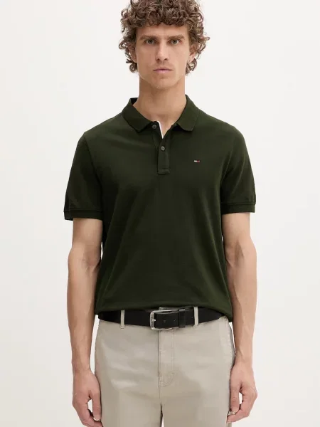 Koszulka polo w kroju regular fit model TJM SLIM PLACKET POLO EXT' Tommy Jeans zielona