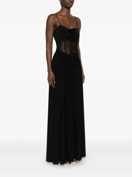 Rochie maxi Nissa cu model floral de costum negru