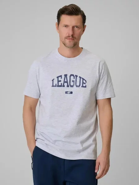 T-SHIRT 4F KOSZULKA SPORTOWA Z NADRUKIEM szara