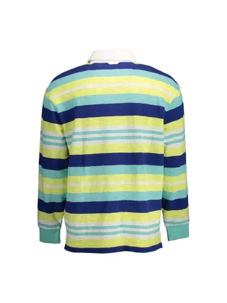 Koszulka polo Gant z długim rękawem elegancka w paski żółta