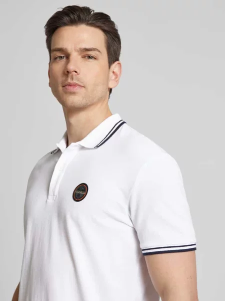 Koszulka polo o kroju regular fit z naszywką logo model ‘MACAS’ Napapijri białe