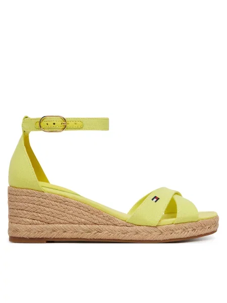 Еспадрили Tommy Hilfiger Hemp Crossover Strap Wedge Espadrilles зелен