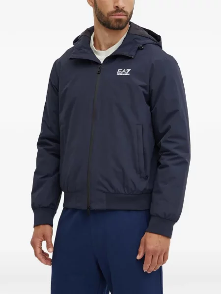 Geacă Ea7 Emporio Armani cu glugă cu imagine albastru