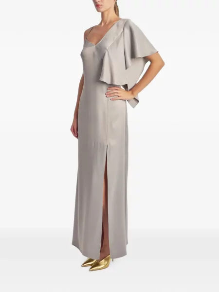 Rochie maxi Irina Schrotter cu volane asimetrică gri