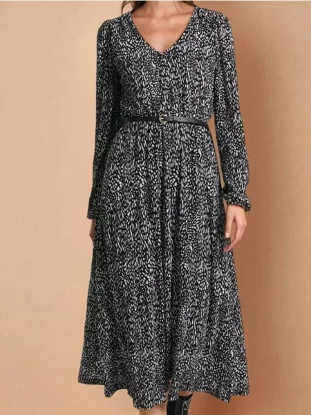 Сукня з поясом різнобарвний