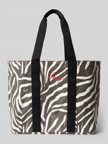 Torba shopper z czystej bawełny model BECKY ZE_TOTE' Hugo czarna