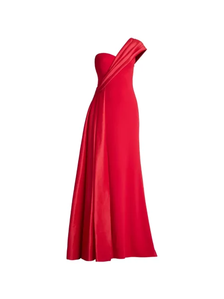 Rochie Tadashi Shoji drapată cu un umăr gol de costum roșu