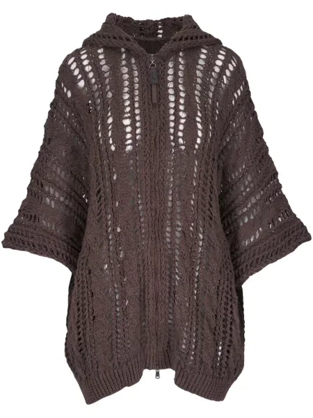 Dzianinowy kardigan Brunello Cucinelli brązowy