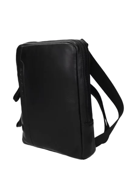 Kožna crossbody torba Piquadro s autogramom crna
