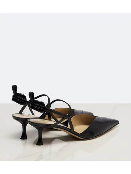 Pantofi cu toc Fendi din piele slingback negru