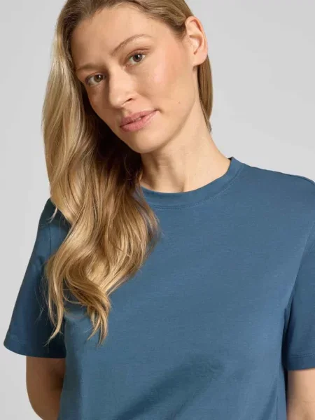 T-shirt z bawełny ekologicznej Jake*s Casual niebieska