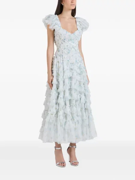 Rochie maxi Needle & Thread cu model floral cu imagine alb