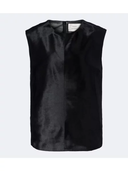 Top Loulou De Saison din piele negru