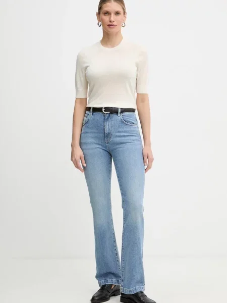 Вовняна футболка BOSS Farbella бежевий